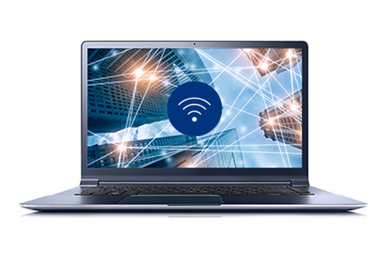 Un ordinateur portable avec icône Wi-Fi